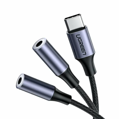 UGREEN 30732 USB Type C Male To 3.5mm 2 Female Audio cable-25cm [51]