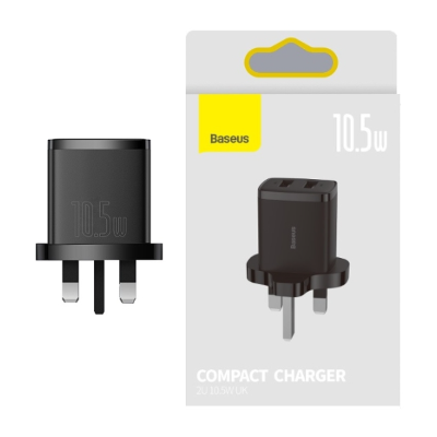 Baseus Compact Charger 10.5W Dual USB UK Pin Adapter [396]