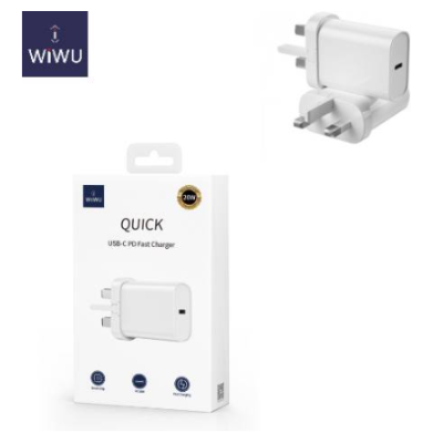 WIWU WI-U001 Type-C 20W PD UK 3 Pin Fast Charger [361]