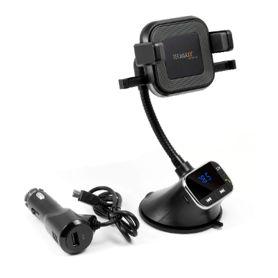 Porodo FM Transmitter & 10W Wireless Charging Car Mount [363] {DO}