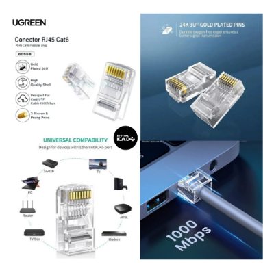 UGREEN 60558 CAT 6 Unshielded RJ45 Modular Plugs-5 Pcs [320]