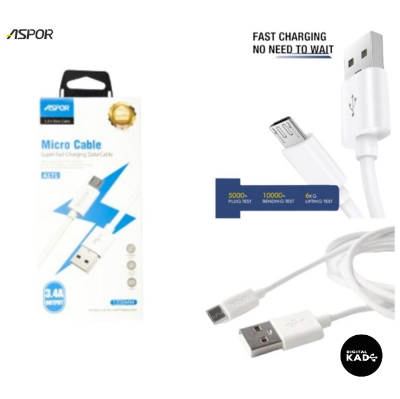 Aspor A171 3.4A Fast Charging Micro Data Cable -1.2Meter [1789]