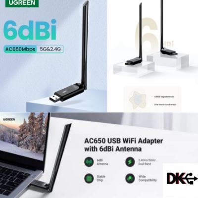 UGREEN 90339 AC650 High-Gain Dual Band USB Adapter