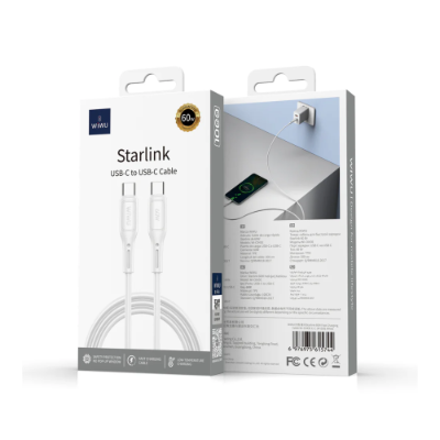 WiWU WI-C043E Starlink 60W Type-C to Type-C Cable – 1 Meter (White) [1335]