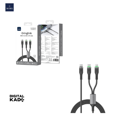 WiWU Wi-C072 Oringlink 100w 2-in-1 Data Cable (Type-C to Lightning & Type-C) -1.2M [1497]