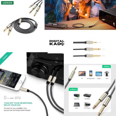 UGREEN 10615 AV126 3.5mm TRS To Dual 6.35mm TS Audio Cable- 2M [1514]