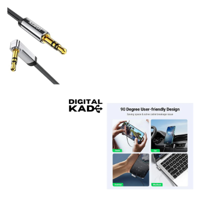 UGREEN 10728 3.5mm Male to 3.5mm Male Straight To Angle Flat Cable- 3M [1551]