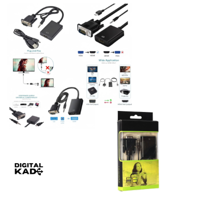 VGA Male to HDMI Female Converter With Audio & USB to Micro Cable [439]