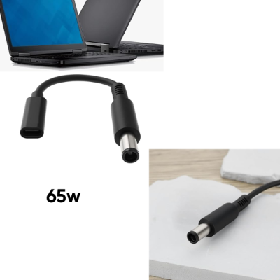 Type C Female to 7.4x6.0mm Male Cable PD 65W Charger Power Cable Compatible with Dell Laptops,18.5V-20V [1833]