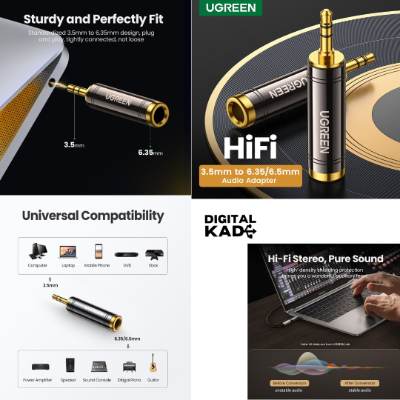 UGREEN 60711 3.5mm Male To 6.35mm Female Adapter-1pcs