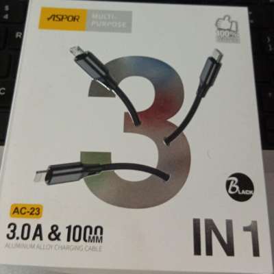 ASPOR MULTI PURPOSE AC-23 3.0A 3IN 1 CABLE 1M [2036]