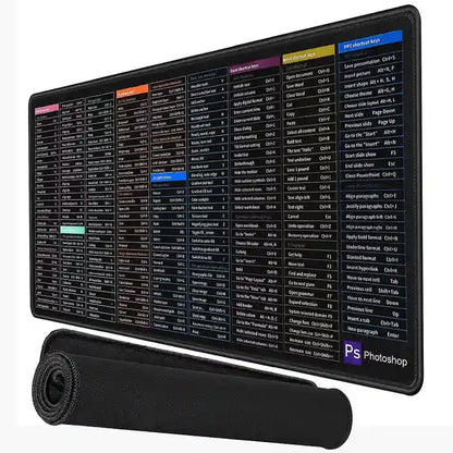 PC Shortcut Keys Large Mouse Pad 300×700×3mm, Non-Slip Desk Mat with Spreadsheet Cheat Sheet