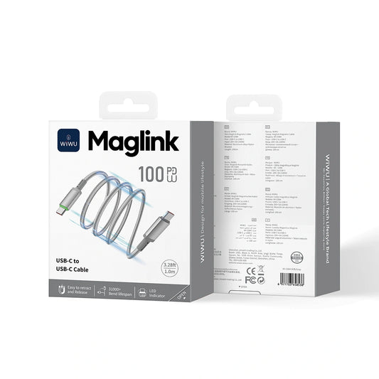 WiWU Wi‑C084 100W Maglink USB‑C to USB‑C Cable, 1 Meter