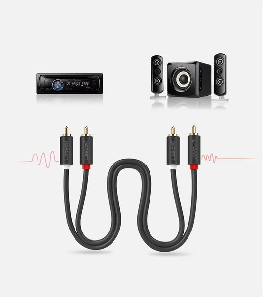 UGREEN 10520 2RCA Male To 2RCA Male Cable- 5m (Black)