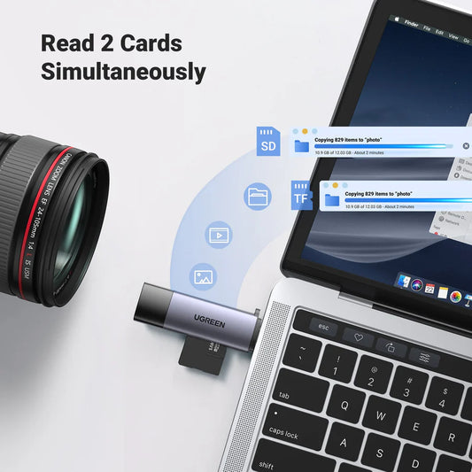 UGREEN 50706 2-in-1 SD/TF Card Reader, USB-C & USB-A