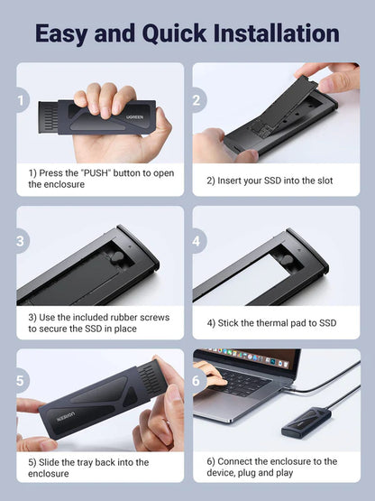 UGREEN 15512 M.2 NVMe SSD Enclosure, Gen 2, USB 3.2